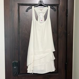 Parker ivory silk tiered dress size small